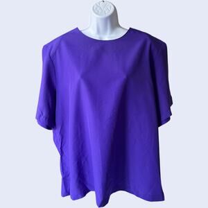 Willow Ridge Minimalist Vintage Blouse - Purple Short Sleeve Classic 90s